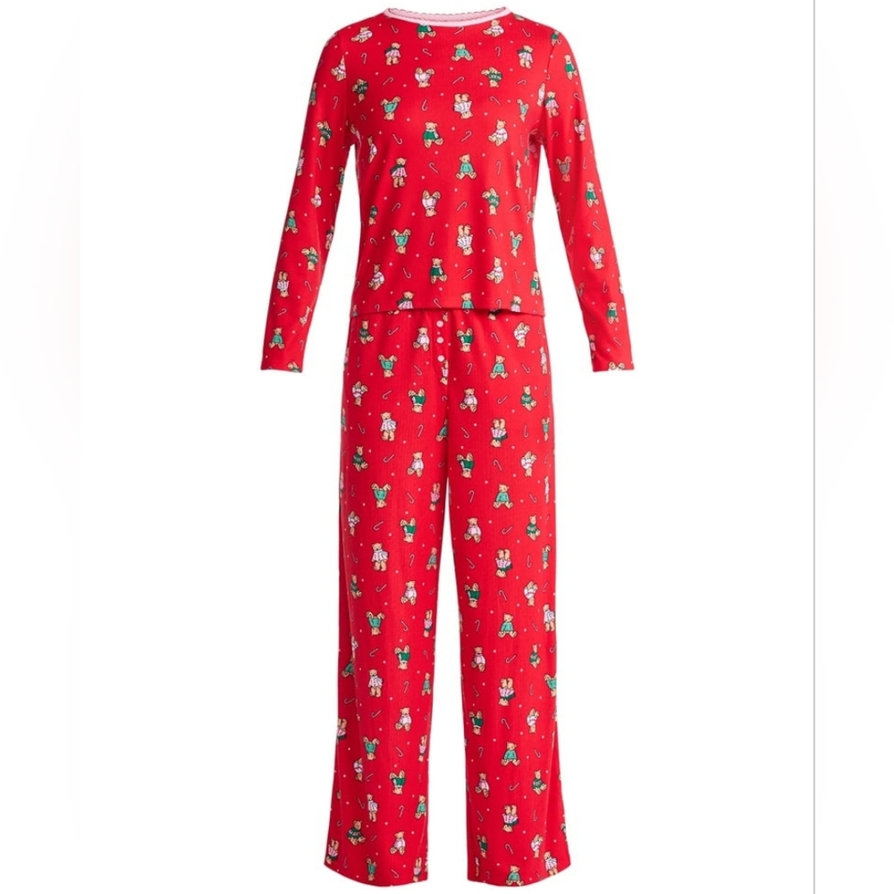 Red Bears Pajamas with Festive Print